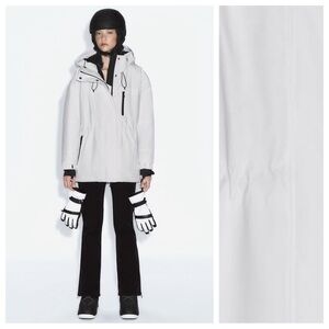 NWT. Zara Ski Collection White Windproof and Waterproof Parka. Size M.